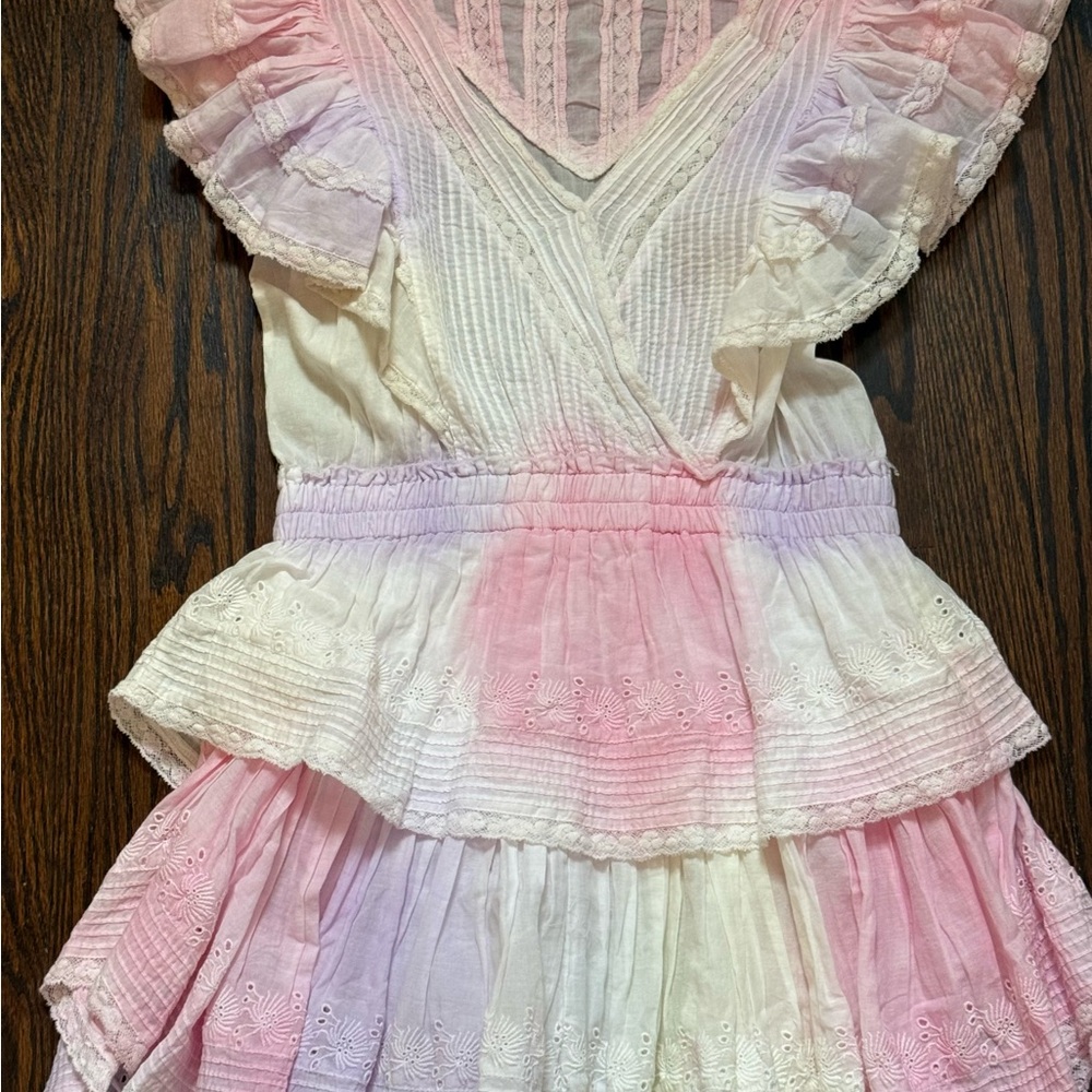 Pink and White and Yellow Ruffled Dress